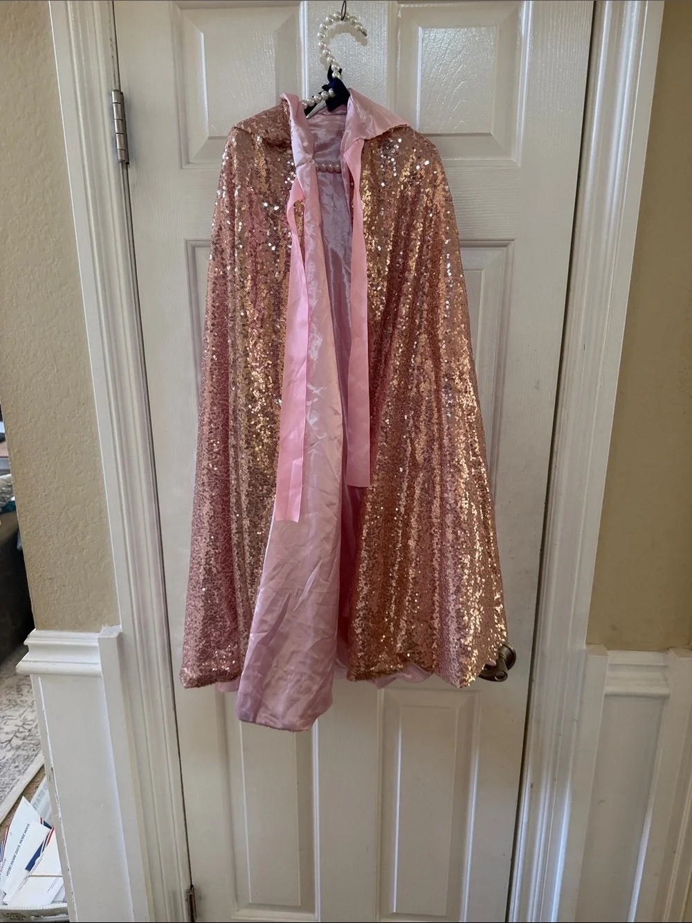 Girls' Pink Sequin Cape Jacket - Shimmery Pink Coat